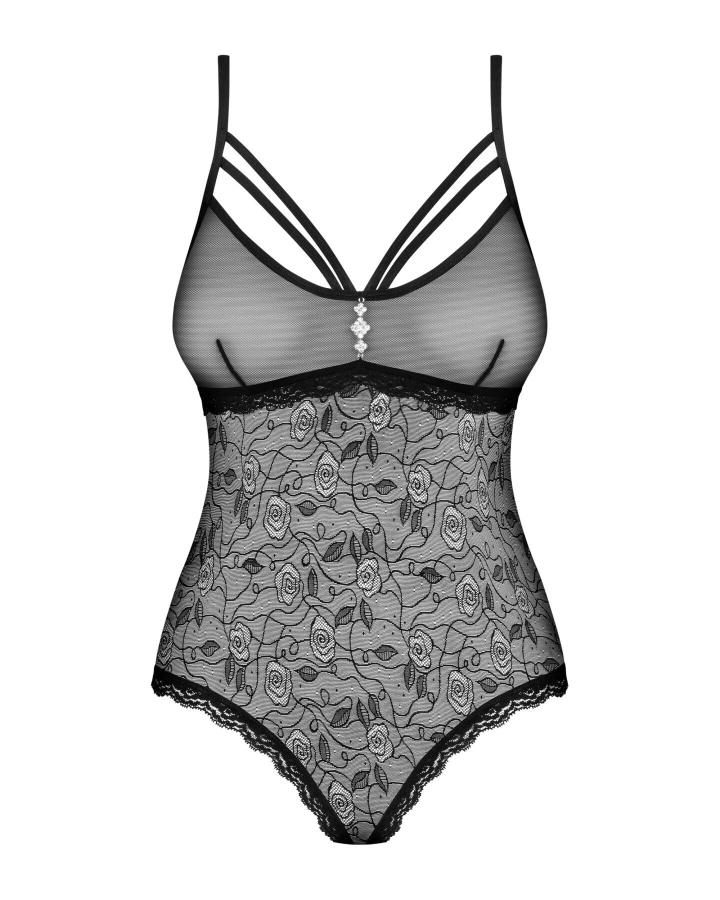 Мереживне боді Obsessive 818-TED-1 чорне XS/S