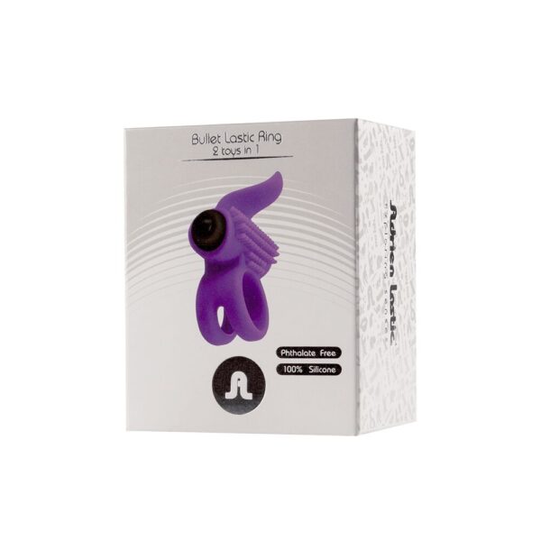Ерекційне віброкільце Adrien Lastic Bullet Lastic Ring з язичком і щіточкою для стимуляції клітора - Зображення 5