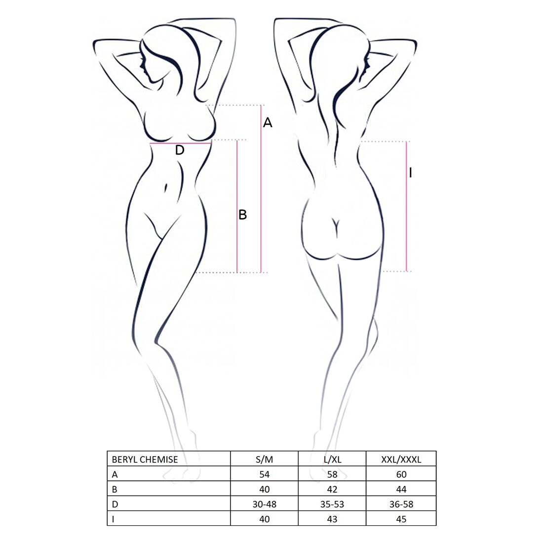 Сорочка бебі-дол Passion BERYL CHEMISE XXL/XXXL, black, трусики, напівпрозора, стрічка під груди - Зображення 3