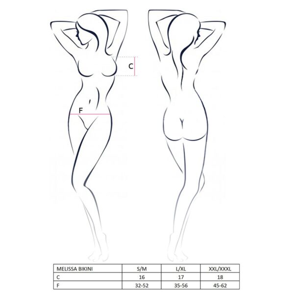 Комплект білизни Passion MELISSA BIKINI L/XL, black, ліф зі шнурівкою і трусики стрінги - Зображення 7