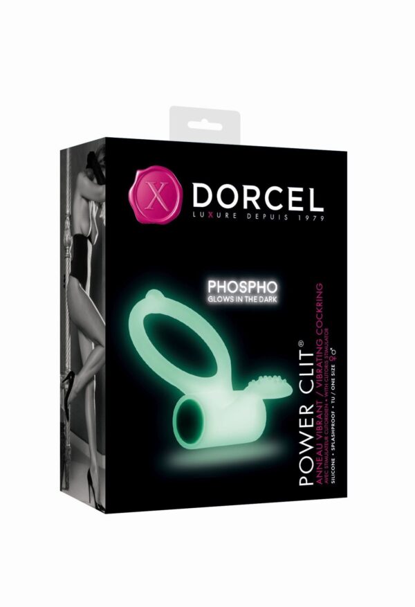 Ерекційне кільце Dorcel Power Clit White PHOSPHO з вібрацією, біле, світиться в темряві - Зображення 2