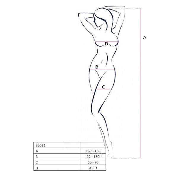 Бодістокінг Passion BS031 red, комбінезон з відкритими грудьми - Зображення 4