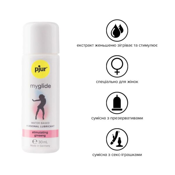 Збуджувальна змазка на водній основі pjur my glide 30 мл, з женьшенем, зігріває - Зображення 2