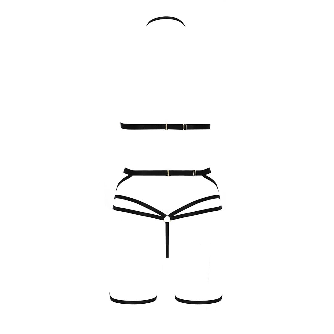 Комплект білизни Passion Exclusive MORGAN SET OpenBra XXL/XXXL, black, стрепи, трусики, ліф, пояс - Зображення 6