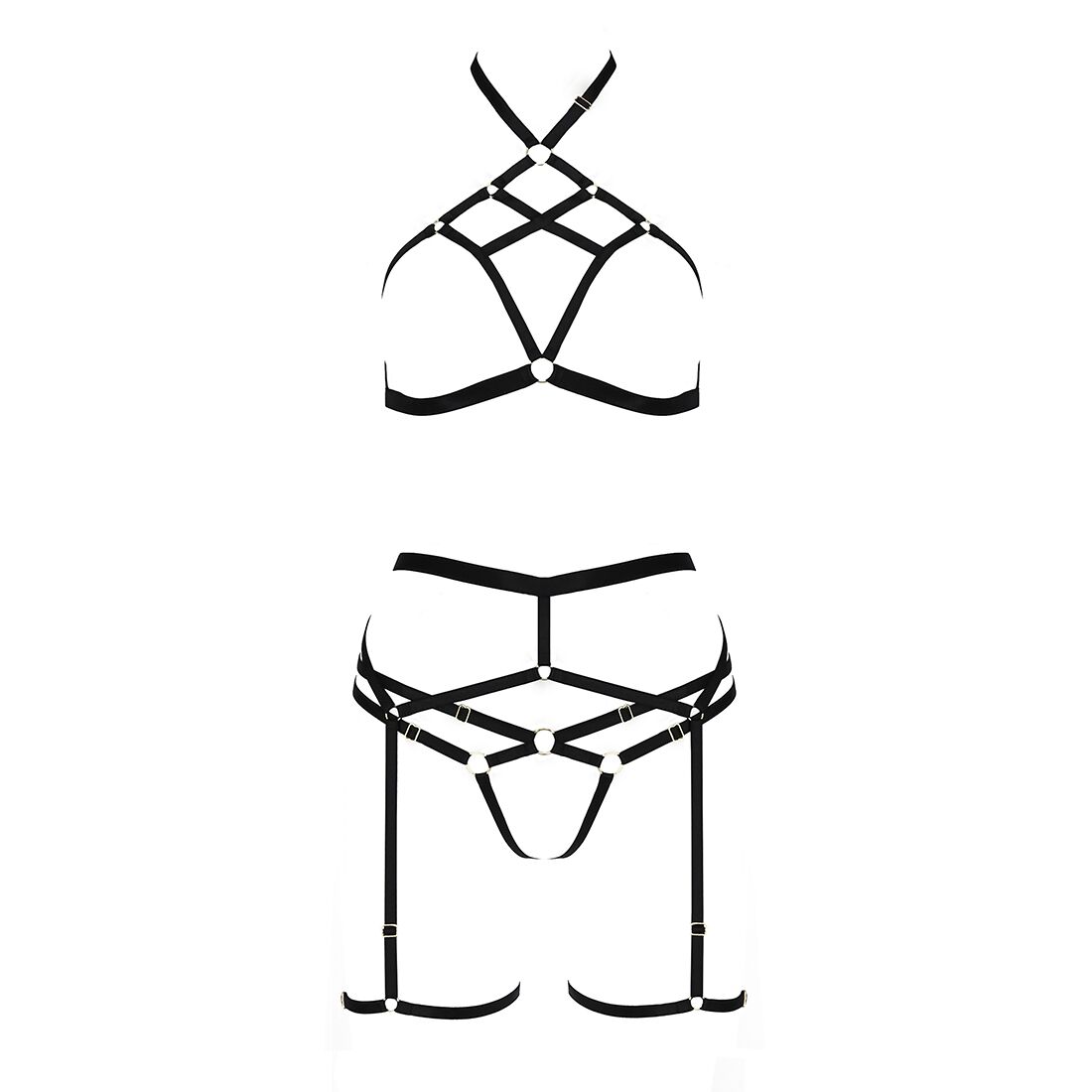 Комплект білизни Passion Exclusive MORGAN SET OpenBra XXL/XXXL, black, стрепи, трусики, ліф, пояс - Зображення 5