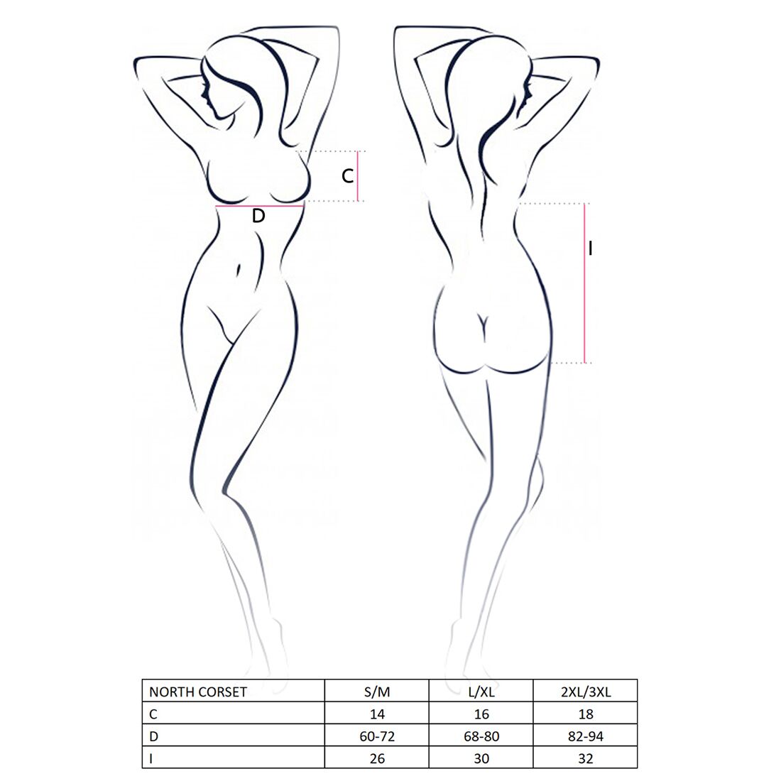 Корсет з відкритими грудьми Passion Exclusive NORTH CORSET L/XL, black, пажі, трусики, шнурівка - Зображення 7