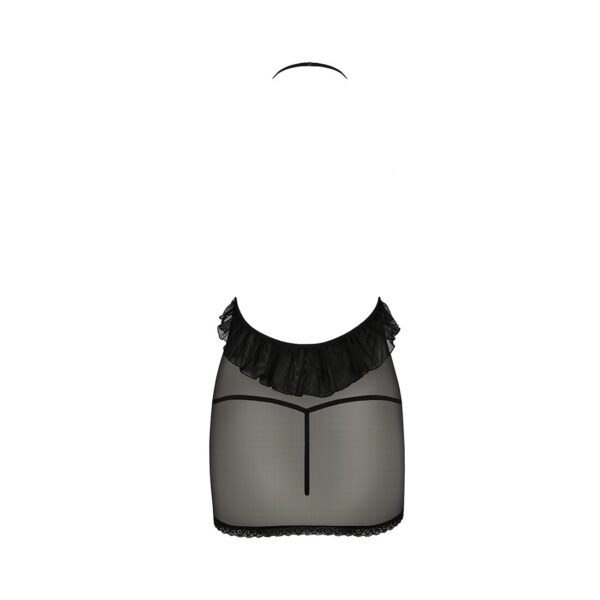 Сорочка прозора приталена Passion ERZA CHEMISE XXL/XXXL, black, трусики - Зображення 4