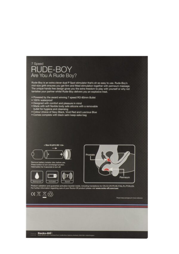 Вібромасажер простати Rocks Off Rude-Boy Black, масаж промежини, макс. діаметр 2,5 см - Зображення 3
