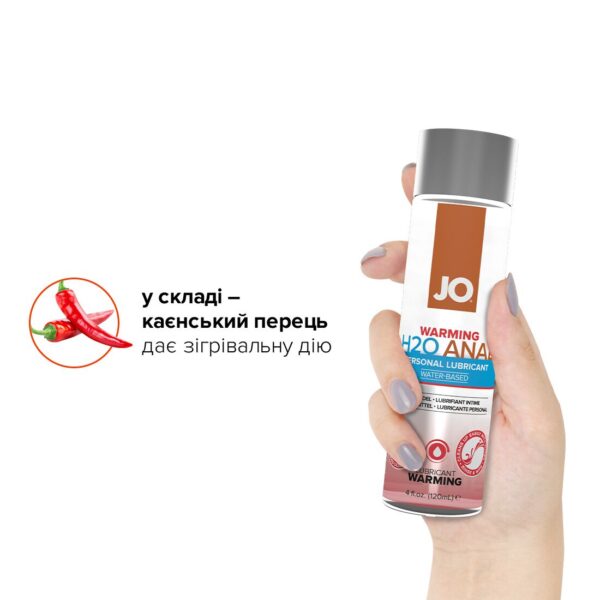 Анальна змазка JO ANAL H2O — WARMING (120 мл), розігрівальна, на водній основі - Зображення 4