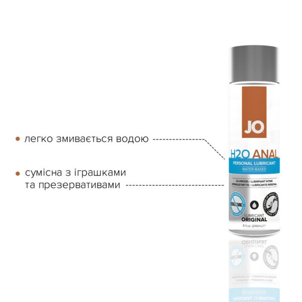 Анальна змазка JO ANAL H2O — ORIGINAL (240 мл) на водній основі, рослинний гліцерин - Зображення 3