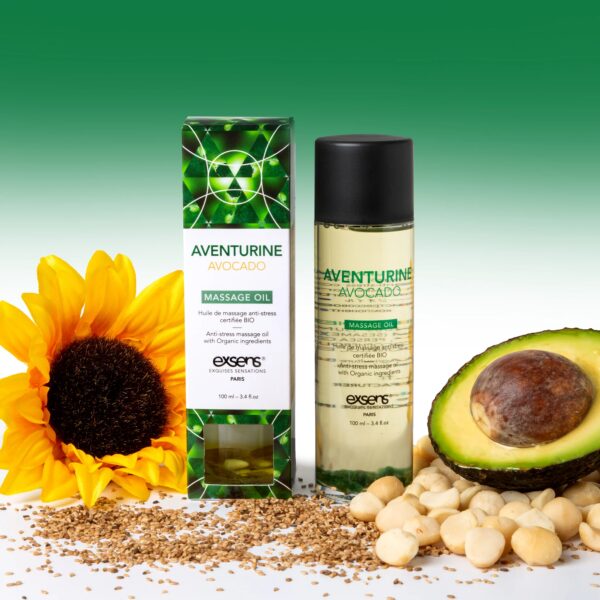 Масажна олія EXSENS Aventurine Avocado (антистрес з авантюрином) 100мл, натуральна - Зображення 5