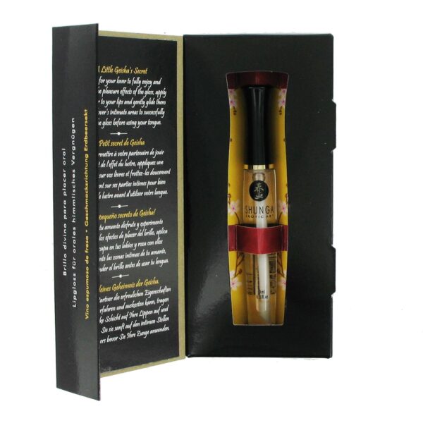 Стимулювальний блиск для губ Shunga LIPGLOSS – Sparkling Strawberry Wine (10 мл), ефект поколювання - Зображення 3