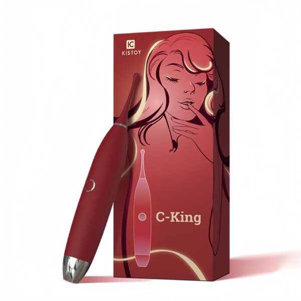 Кліторальний вібратор KISTOY C-King Red, з двома дод. насадками, потужна прицільна стимуляція - Зображення 9