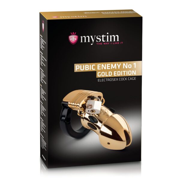 Клітка для члена з електростимуляцією Mystim Pubic Enemy No 1 - Gold Edition - Зображення 4