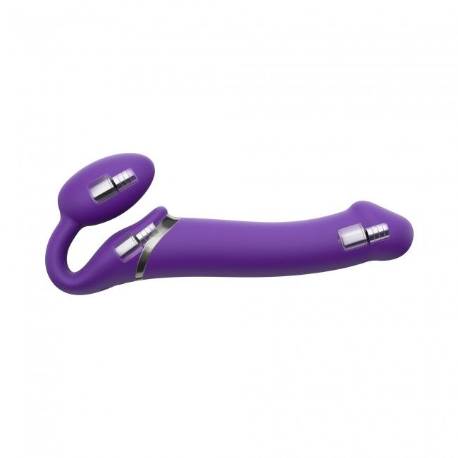 Безремінний страпон з вібрацією Strap-On-Me Vibrating Violet M, діаметр 3,8 см, пульт ДК, регульований - Зображення 4