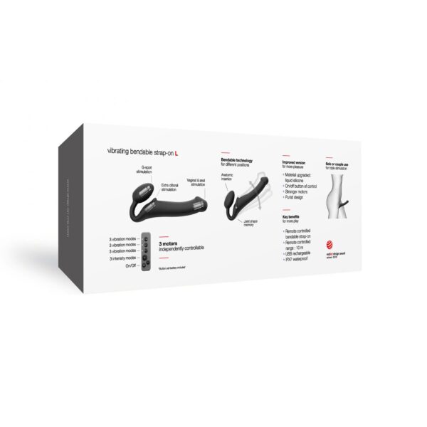 Безремінний страпон з вібрацією Strap-On-Me Vibrating Black L, діаметр 3,7см, пульт ДК, регульований - Зображення 7