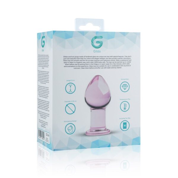 Рожева анальна пробка зі скла Gildo Pink Glass Buttplug - Зображення 5