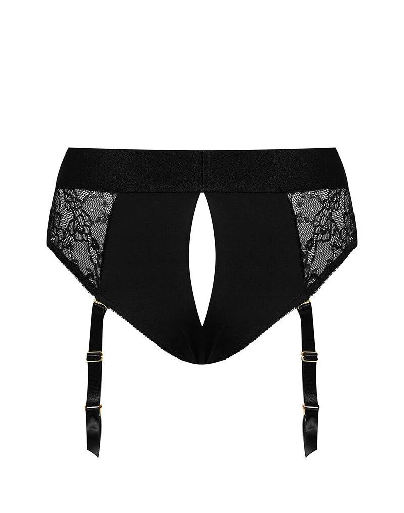 Мереживні трусики для страпона з підв’язками для панчіх Strap-On-Me DIVA HARNESS - L - Зображення 4