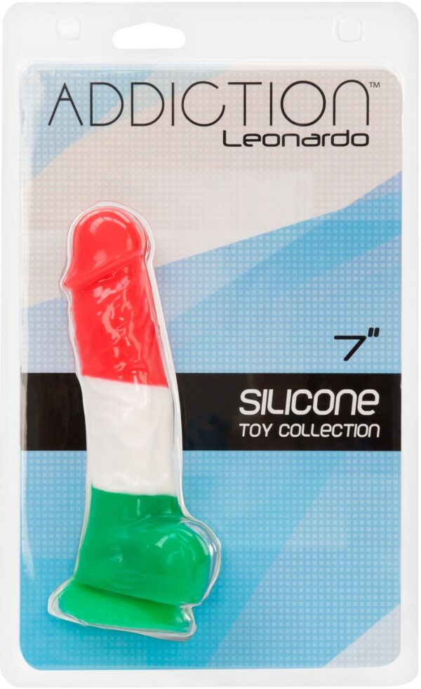 Кольоровий фалоімітатор ADDICTION - LEONARDO - 7 "- 3 COLOURS, 17,8 см, силікон, вібропуля в подарун - Зображення 5