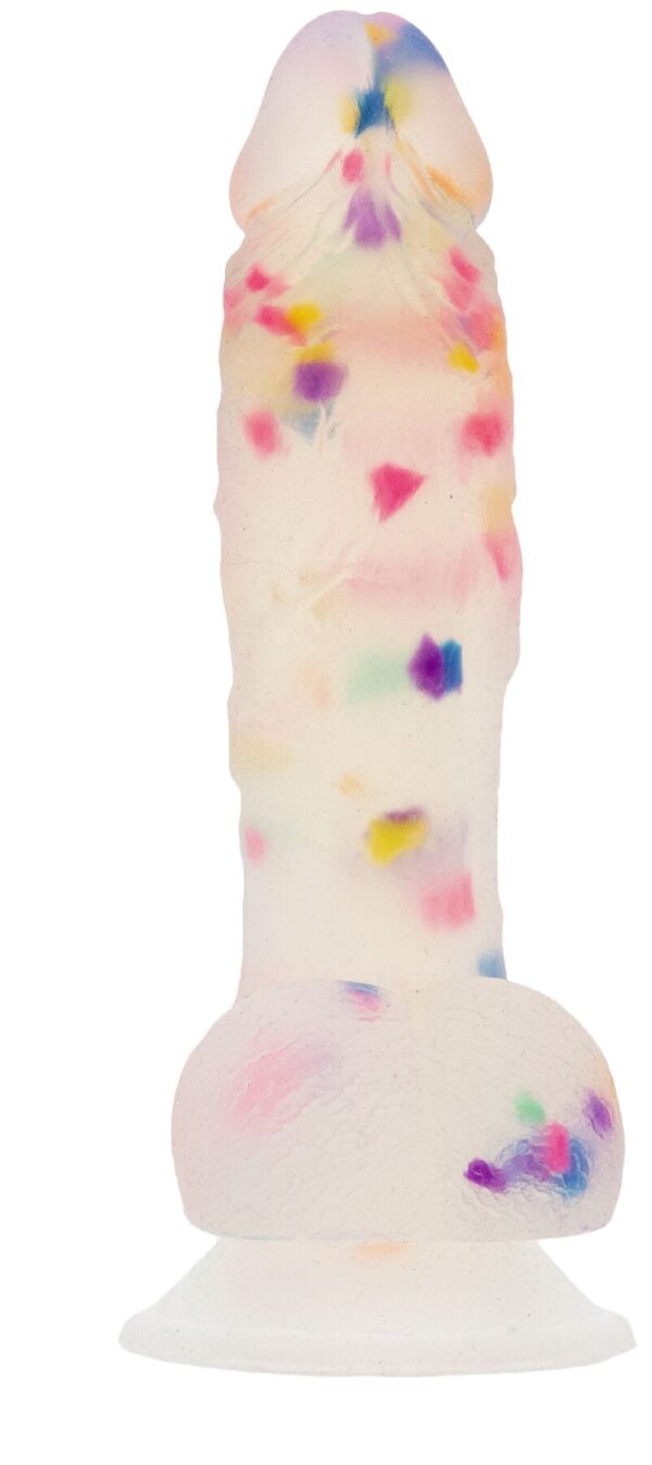 Фалоімітатор з конфетті ADDICTION - PARTY MARTY 7.5″ - FROST & CONFETTI, 19 см, силікон - Зображення 3