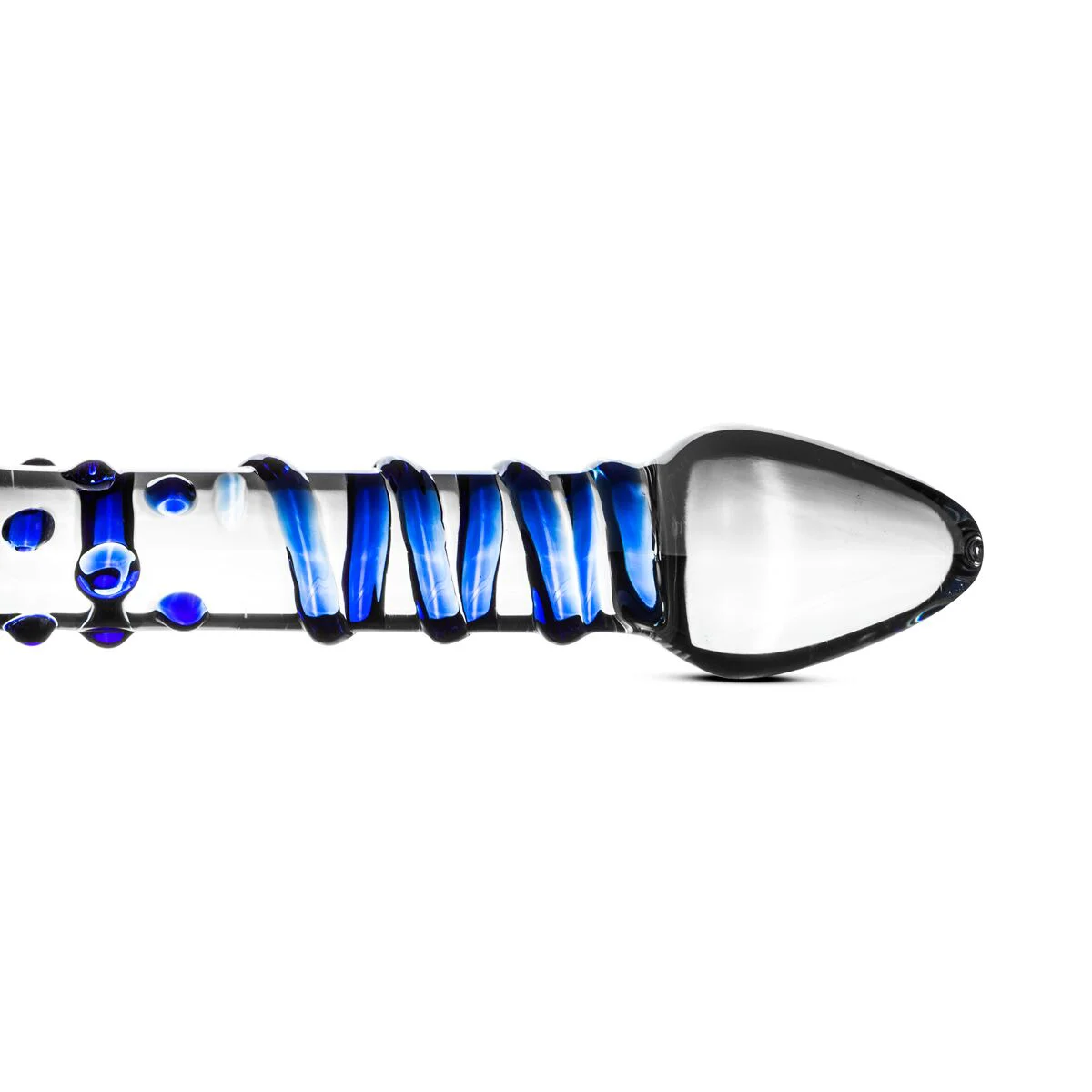 Скляний інтимний аксесуар Gildo No. 21, прозорий з синім, 20 см - Зображення 2
