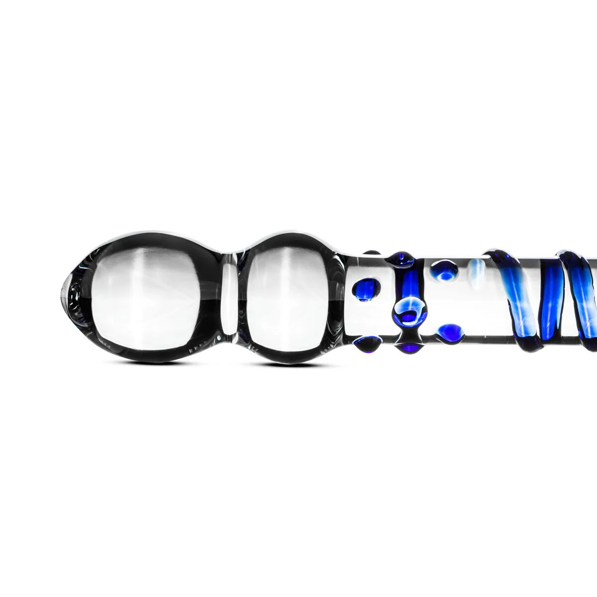 Скляний інтимний аксесуар Gildo No. 21, прозорий з синім, 20 см - Зображення 3