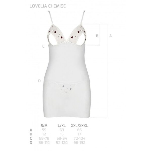 Сорочка з вирізами на грудях, стрінги Passion LOVELIA CHEMISE L/XL, white - Зображення 7