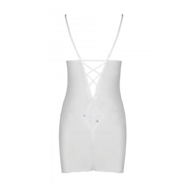 Сорочка з вирізами на грудях, стрінги Passion LOVELIA CHEMISE XXL/XXXL, white - Зображення 6