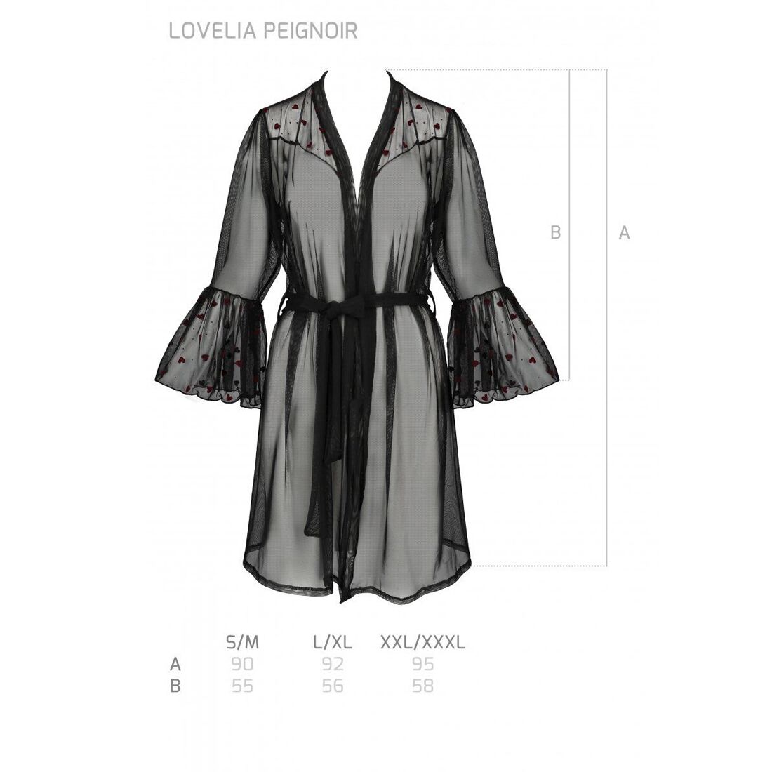 Повітряний пеньюар Passion LOVELIA PEIGNOIR XXL/XXXL, black - Зображення 7