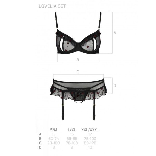 Сексуальний комплект з поясом для панчіх Passion LOVELIA SET XXL/XXXL, black - Зображення 7