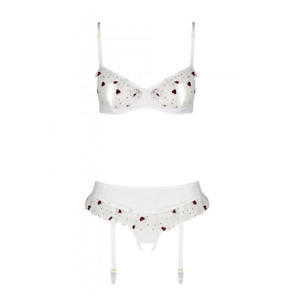Сексуальний комплект з поясом для панчіх Passion LOVELIA SET XXL/XXXL, white - Зображення 5