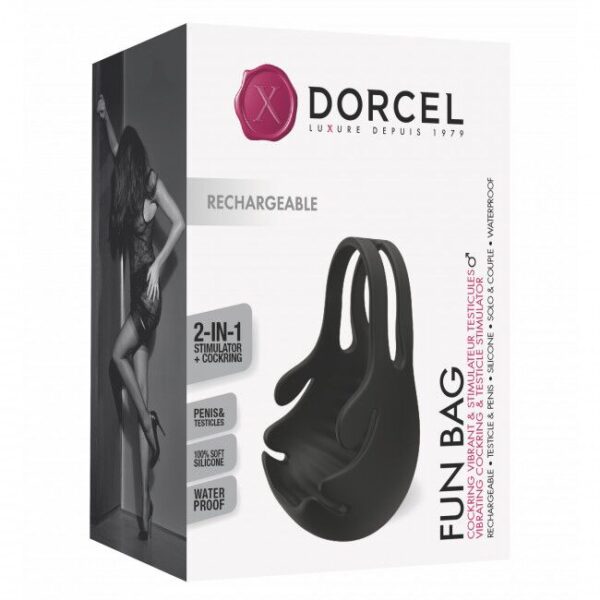 Ерекційне кільце з вібрацією і стимуляцією мошонки Dorcel FUN BAG, перезаряджуване - Зображення 8