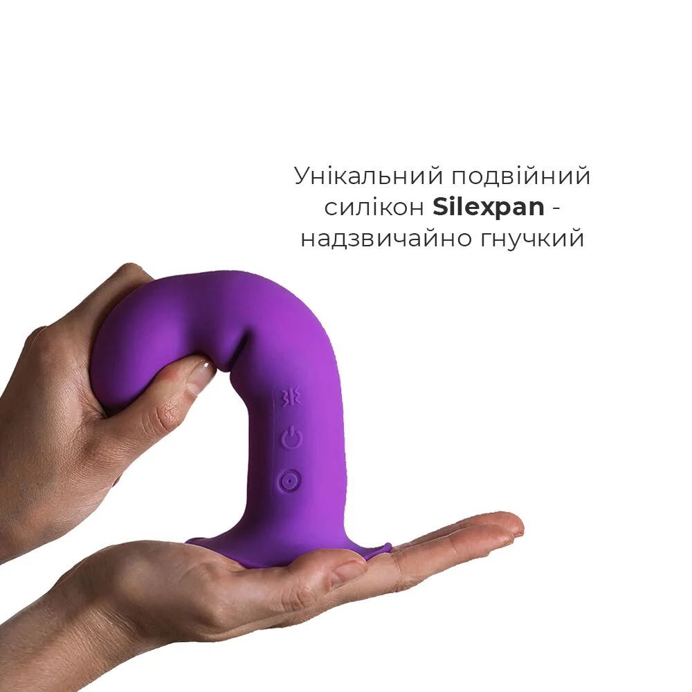 Двошаровий ділдо з вібрацією Adrien Lastic Hitsens 3 Purple, відмінно для страпона, діаметр 4 см, до - Зображення 3