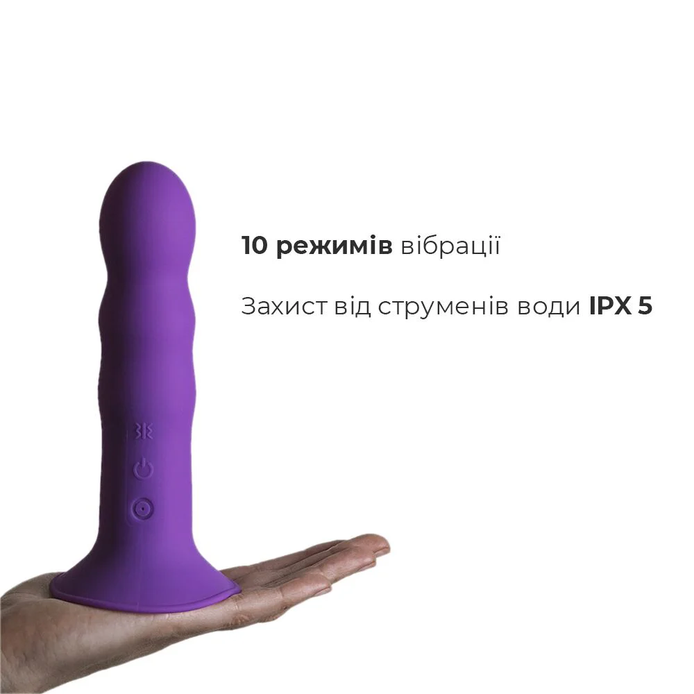 Двошаровий ділдо з вібрацією Adrien Lastic Hitsens 3 Purple, відмінно для страпона, діаметр 4 см, до - Зображення 4