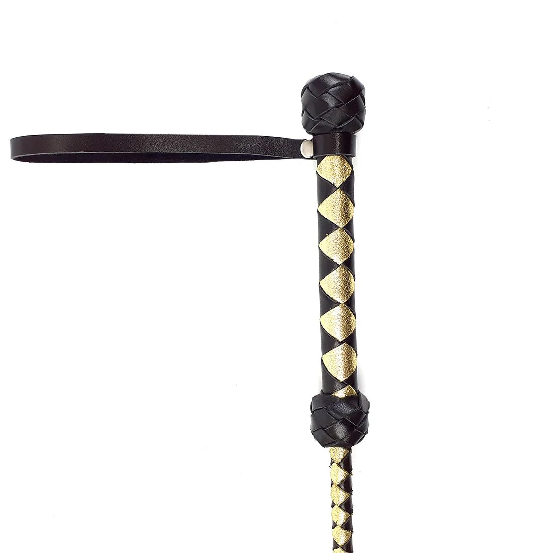 Стек класичний, натуральна шкіра 75 см, чорно-золотий - Зображення 3