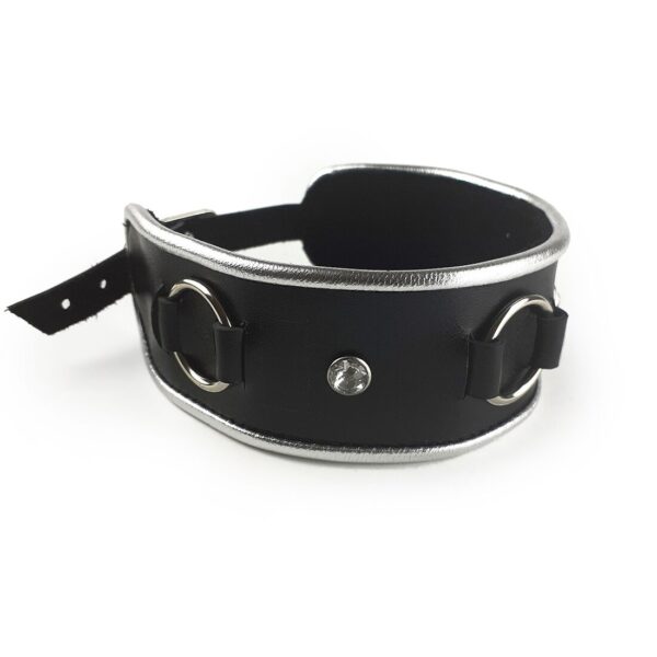 Ошейник из натуральной кожи со стразами и кольцом Art of Sex -  Collar Ring - Зображення 3