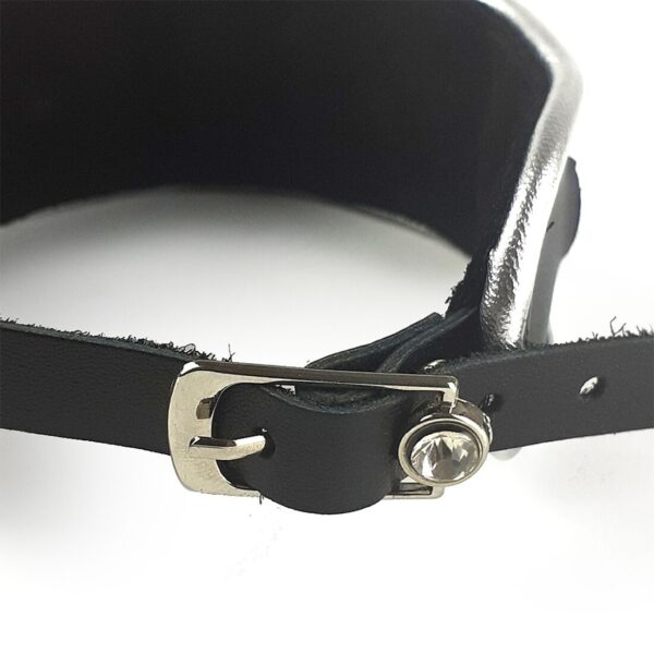 Ошейник из натуральной кожи со стразами и кольцом Art of Sex -  Collar Ring - Зображення 5