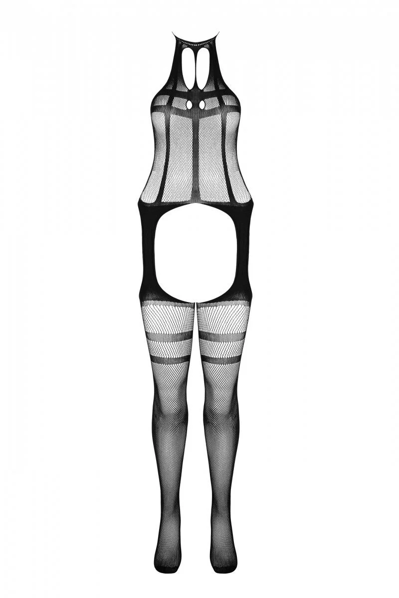 Сітчастий чорний бодістокінг з коротким топом та підв'язками Casmir CA008 - Зображення 5