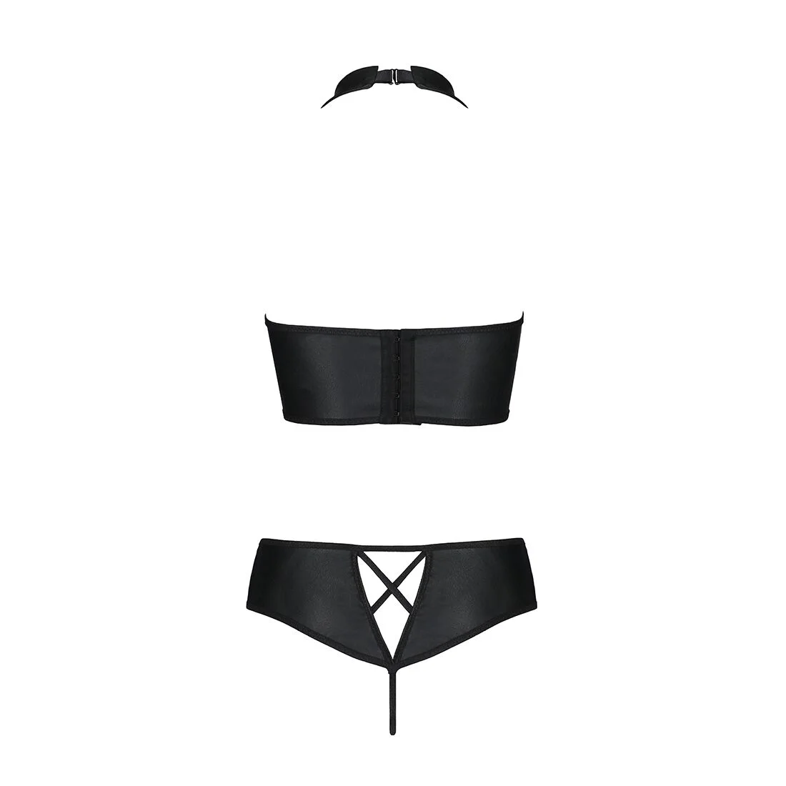Комплект з еко-шкіри Passion NANACY BIKINI XXL/XXXL, black, бра та трусики з імітацією шнурівки - Зображення 6