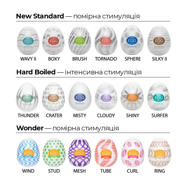 Набір мастурбаторів-яєць Tenga Egg New Standard Pack (6 яєць) - Зображення 7