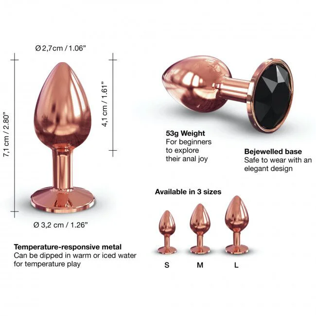 Металева анальна пробка із прикрасою у вигляді кристалу Dorcel - Diamond Plug Rose Gold S - Зображення 3
