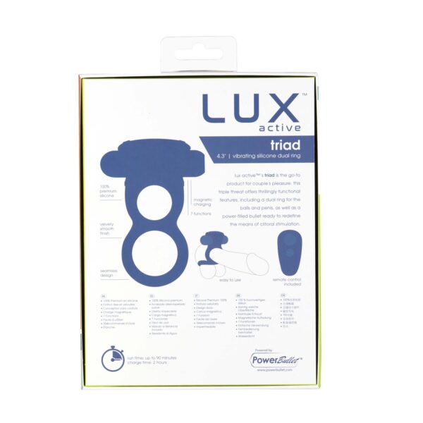 Подвійне ерекційне кільце з вібрацією Lux Active-Triad - Vibrating Dual Cock Ring, пульт ДК - Зображення 8