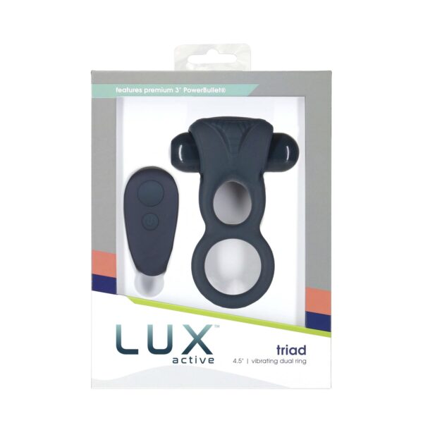 Подвійне ерекційне кільце з вібрацією Lux Active-Triad - Vibrating Dual Cock Ring, пульт ДК - Зображення 7