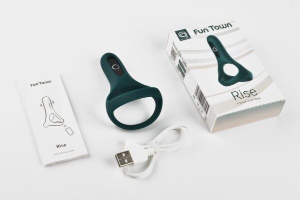 Подвійне ерекційне кільце Fun Town Rise Turquoise, керування зі смартфона - Зображення 5
