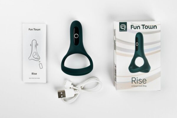 Подвійне ерекційне кільце Fun Town Rise Turquoise, керування зі смартфона - Зображення 4