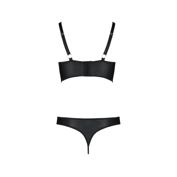 Комплект з екошкіри з люверсами та ремінцями Passion MALWIA BIKINI XXL/XXXL, black, бра та трусики - Зображення 4