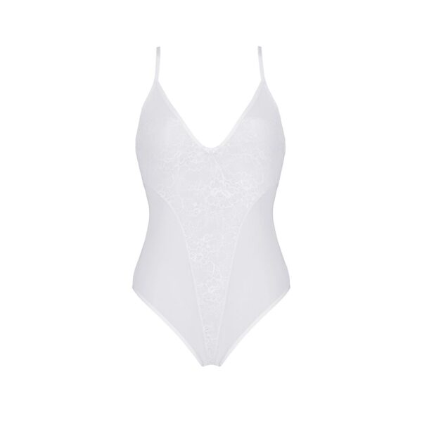 Боді з ажурним декором та відкритим кроком Passion URSULA BODY L/XL, white - Зображення 3