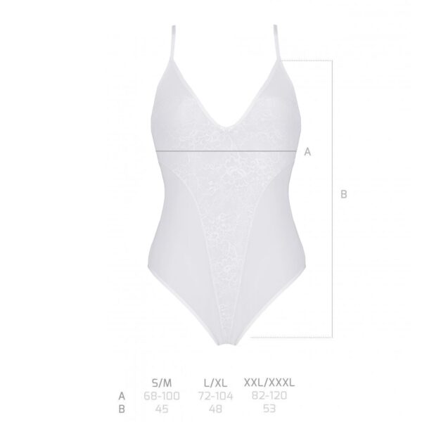 Боді з ажурним декором та відкритим кроком Passion URSULA BODY L/XL, white - Зображення 5