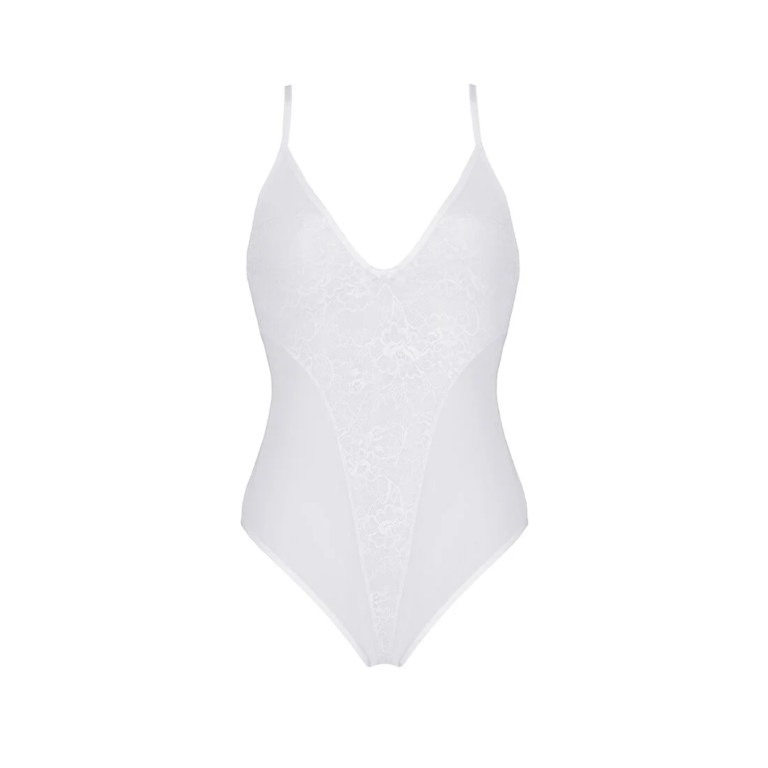 Боді з ажурним декором та відкритим кроком Passion URSULA BODY S/M, white - Зображення 3