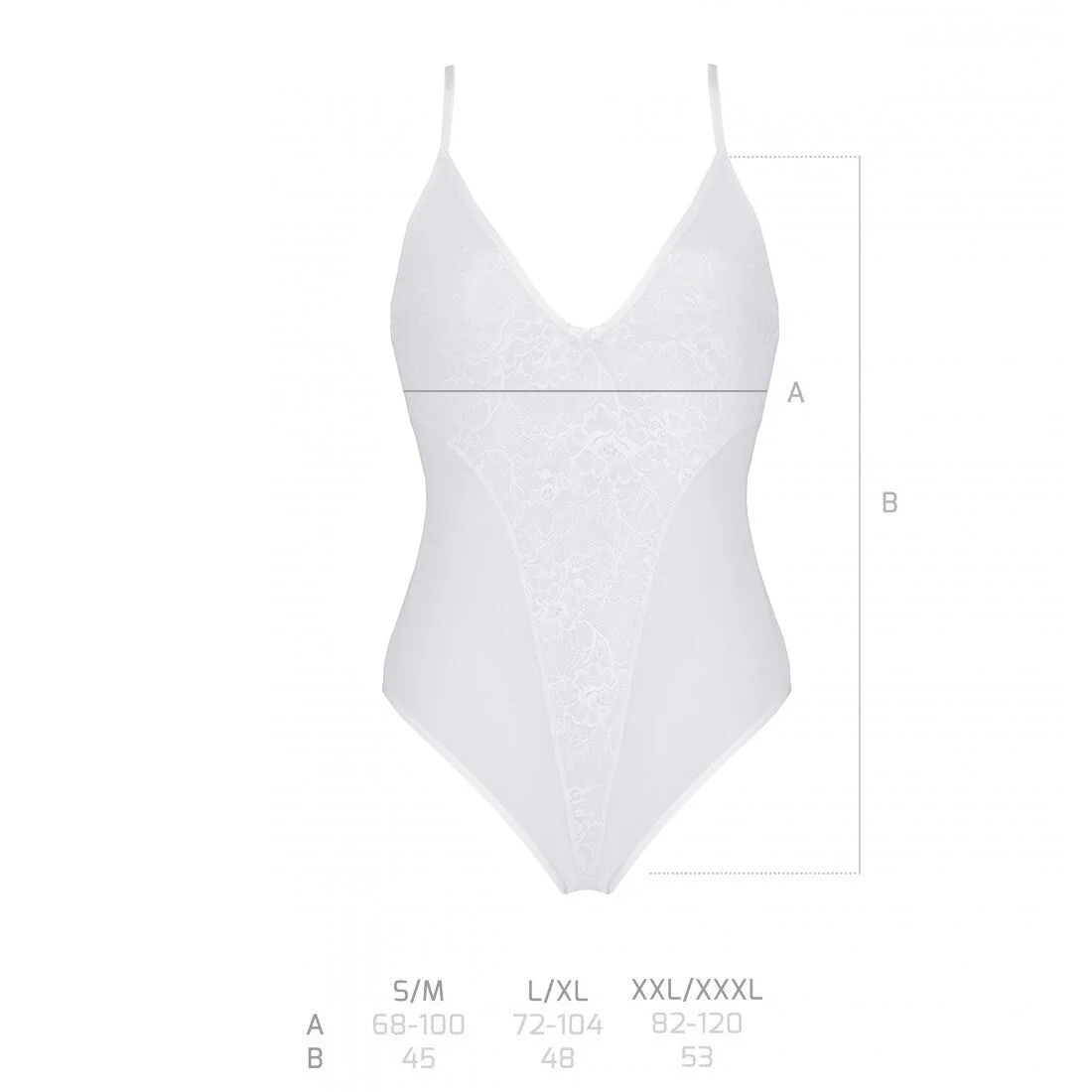 Боді з ажурним декором та відкритим кроком Passion URSULA BODY S/M, white - Зображення 5
